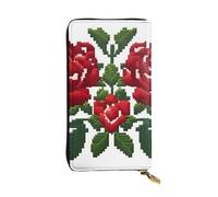 YYHWHJDE Embroidery Style Rose Picture Quality Leather Long Clutch Wallet Designed for Fashion Girls and Women Stylish 7.48 x 4.13 in
