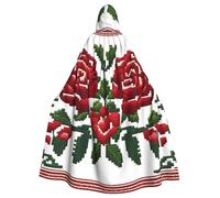 YYHWHJDE Embroidery Style Rose Prints Halloween Adult Hooded Cloak for Parties and Costumes