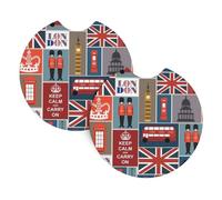 YYHWHJDE England Symbols Prints Car Cup Coasters 2-Pack - Premium Neoprene Drink Throws, Protect Cup Holders & Enhance Your Drive - Waterproof, Non-Slip Grip
