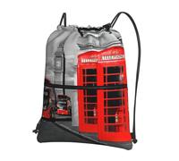 YYHWHJDE England UK London Telephone Prints Drawstring Backpack - Lightweight, Waterproof Sport Throw Cover for Gym, Travel & Everyday Essentials