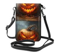 YYHWHJDE Evil Devil Pumpkin Prints Small Leather Women'S Crossbody Flip Phone Bag, Waterproof And Durable
