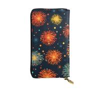 YYHWHJDE explosion firework Printed Leather long clutch wallet Designed for fashion girls and women stylish and personalized 7.48 x 4.13 in, Black, One Size