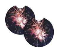 YYHWHJDE Explosion Firework Prints Car Cup Coasters 2-Pack - Premium Neoprene Drink Throws, Protect Cup Holders & Enhance Your Drive - Waterproof, Non-Slip Grip
