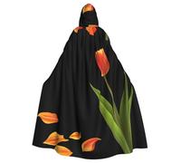 YYHWHJDE Fallen Tulip Petals Prints Halloween Adult Hooded Cape Men'S And Women'S Clothing Mantle Role-Playing