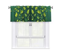 YYHWHJDE Falling Green Leaves Prints Tier Curtains 54x18 Inch - 100% Polyester Peach Skin Window Layers for Lasting Performance