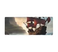 YYHWHJDE Fantasy Pirate Ship Picture Extra Large Mouse Pad, Computer Office Anti Slip Gaming Keyboard Thickened Version 12x31.5in