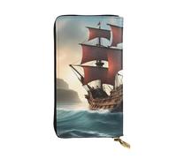 YYHWHJDE Fantasy Pirate Ship Picture Quality Leather Long Clutch Wallet Designed for Fashion Girls and Women Stylish 7.48 x 4.13 in