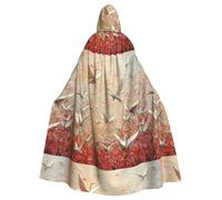 YYHWHJDE Fantasy Thousand Paper Cranes Pattern Halloween Adult Hooded Cape Cloak - Super Large Hooded Cloak No Zipper
