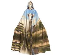 YYHWHJDE Farm Animal Goat Pattern Halloween Adult Hooded Cloak for various party and carnival settings