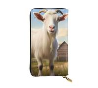 YYHWHJDE Farm Animal Goat Picture Leather long clutch wallet Designed for fashion girls and women stylish and personalized 7.48 x 4.13 in, Black, One Size