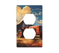 YYHWHJDE Farm Red Tractor Pattern Double Socket Wall Panel Decorative is Durable and Suitable for Socket Light Switch Accessories 4.5x2.76in