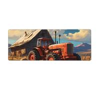 YYHWHJDE Farm Red Tractor Pattern Extra Large Mouse Pad, Computer Office Anti Slip Gaming Keyboard Thickened Version 12x31.5in
