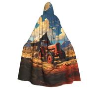 YYHWHJDE Farm Red Tractor Printing Halloween Adult Hooded Cloak for Parties and Costume Events