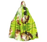 YYHWHJDE Farm Rustic Chickens Prints Hooded Cloak - Long Halloween Throw for Masquerade & Costume