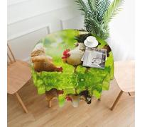YYHWHJDE Farm Rustic Chickens Prints Round Decorative Tablecloth 60in - High-Grade Polyester Throw for Elegant Dining & Festive Gatherings