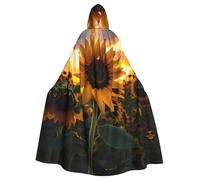 YYHWHJDE Farm Sunflower Printing Halloween Adult Hooded Cloak for Parties and Costume Events