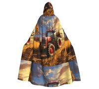 YYHWHJDE Farm Tractor Harvest Pattern Halloween Adult Hooded Cape Cloak No Zipper, Comfortable For Costume Parties