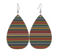 YYHWHJDE Fashion Striped Prints Teardrop Leather Earrings - Lightweight Dangle Earrings for Women, Vivid Faux Leather Drops with Silver Plated Hooks, Chic Jewelry for Parties & Gifts