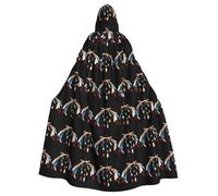 YYHWHJDE Feather Wind Chime Prints Halloween Adult Hooded Cape Men'S And Women'S Clothing Mantle Role-Playing