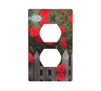 YYHWHJDE Fence and Beautiful Flowers. Pattern Double Socket Wall Panel Decorative for Residential and Commercial Areas 4.5x2.76in