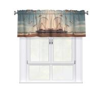 YYHWHJDE Ferris Wheel By The Sea Prints Kitchen Tier Curtains 54x18 - Peach Skin Window Layers for Soft Light & Easy Style