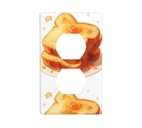 YYHWHJDE Fine Butter Bread Picture Double Socket Wall Panel Decorative is Durable and Suitable for Socket Light Switch Accessories 4.5x2.76in