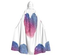YYHWHJDE Fingerprint love Prints Adult Hooded Cloak is a super large, comfortable, and durable Halloween hooded poncho
