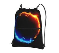 YYHWHJDE Fire And Ice Dragons Prints Drawstring Backpack - Lightweight, Waterproof Sport Throw Cover for Gym, Travel & Everyday Essentials