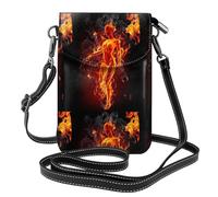 YYHWHJDE Fire Nude Woman Flame Genuine Leather Crossbody Phone Pouch
