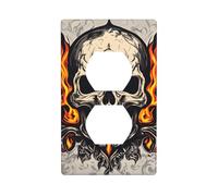 YYHWHJDE fire Skull Pattern Double Socket Wall Panel Decorative for Residential and Commercial Areas 4.5x2.76in