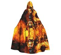YYHWHJDE Firefighter Fireman Flame Prints Hooded Cloak - Long Halloween Throw for Masquerade & Costume