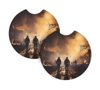 YYHWHJDE Firefighters Fighting Fires Pattern Car Coasters 2 Pack - Durable Waterproof Cup Holder Coasters for Car Interior Protection and Decoration
