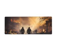 YYHWHJDE Firefighters Fighting Fires Pattern Extra Large Mouse Pad, Computer Office Anti Slip Gaming Keyboard Thickened Version 12x31.5in