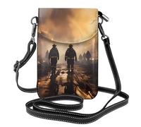 YYHWHJDE Firefighters Fighting Fires Prints Small Leather Women'S Crossbody Flip Phone Bag, Waterproof And Durable