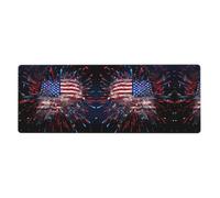 YYHWHJDE Firework American Flag 4th Of July Pattern Extra Large Mouse Pad, Computer Office Anti Slip Gaming Keyboard Thickened Version 12x31.5in