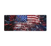 YYHWHJDE Firework American Flag 4th Of July Picture Extra Large Mouse Pad, Computer Office Anti Slip Gaming Keyboard Thickened Version 12x31.5in