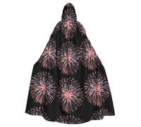 YYHWHJDE Fireworks Blooming In The Night Sky Pattern Halloween Adult Hooded Cape Cloak For Role-Playing, Stage Costumes, Parties Easy Care