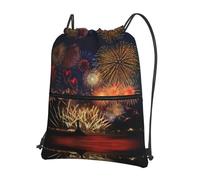 YYHWHJDE Fireworks Prints Drawstring Backpack - Lightweight, Waterproof Sport Throw Cover for Gym, Travel & Everyday Essentials