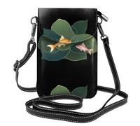 YYHWHJDE Fish Jumping Lotus Leaves Prints Small Leather Women'S Crossbody Flip Phone Bag, Waterproof And Durable