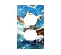 YYHWHJDE Fisherman in The Sea Prints Double Socket Wall Panel Decorative for Residential and Commercial Areas 4.5x2.76in