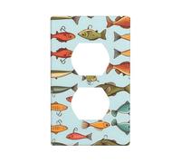 YYHWHJDE Fishing Bait Pattern Double Socket Wall Panel Decorative is Durable and Suitable for Socket Light Switch Accessories 4.5x2.76in