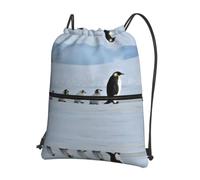 YYHWHJDE Five Penguins Prints Drawstring Backpack - Lightweight Water-Resistant Sport Gym Bag with Zipper Pocket for Travel & Hiking