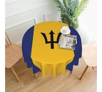 YYHWHJDE Flag of Barbados Prints 60in Round Table Throw - High-Grade Polyester Table Cover for Elegant Dining & Outdoor Events