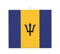 YYHWHJDE Flag of Barbados Prints Kitchen Drying Mat - Absorbent Microfiber Dish Drying Throw with Vibrant Prints, Quick-Dry Countertop Layer for Dishes