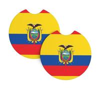 YYHWHJDE Flag of Ecuador Prints Car Cup Coasters 2-Pack - The Ideal Housewarming Gift for Car Owners - High-Grade Neoprene Throw, Effortless Style & Protection