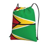 YYHWHJDE Flag of Guyana Prints Drawstring Zipper Backpack - Lightweight Water-Resistant Gym Bag for Travel, Yoga, and Everyday Adventures