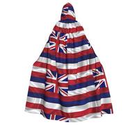 YYHWHJDE Flag of Hawaii American Picture Halloween Adult Hooded Cape Large Hooded Cloak with Bow Tie, No Zipper