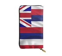 YYHWHJDE Flag of Hawaii American Printing Quality Leather Long Clutch Wallet Designed for Fashion Girls and Women Stylish 7.48 x 4.13 in