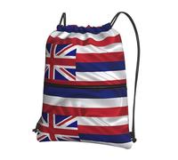 YYHWHJDE Flag of Hawaii American Prints Drawstring Backpack - Lightweight, Waterproof Sport Throw Cover for Gym, Travel & Everyday Essentials
