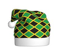 YYHWHJDE Flag of Jamaica Pattern Christmas Hat for Adult Soft and Fluffy, Ideal for Long-Term Use
